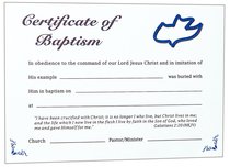Certificate Adult Baptism: Dark Blue Dove Certificate Adult Baptism: Dark Blue Dove