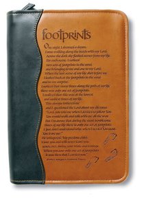 Bible Cover Footprints Duo-Tone Black/Tan Extra Large Bible Cover Footprints Duo-Tone Black/Tan Extra Large