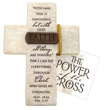 Tabletop Cross: Faith Matthew 19:26 & Philippians 4:13 (Polyresin) Tabletop Cross: Faith Matthew 19:26 & Philippians 4:13 (Polyresin)