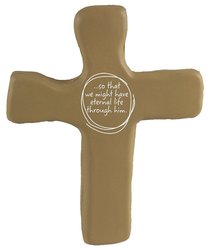 Squeezable Foam Rubber Cross: Tan, Eternal Life Squeezable Foam Rubber Cross: Tan, Eternal Life