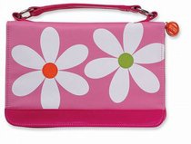 Bible Cover Daisy Pink With Zipper Pocket Microfibre Large Bible Cover Daisy Pink With Zipper Pocket Microfibre Large