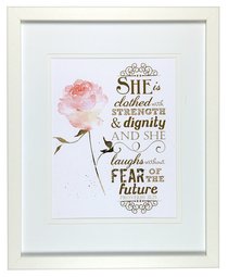 Medium Framed Print: Watercolour Rose, She is Clothed, Proverbs 31:25 Medium Framed Print: Watercolour Rose, She is Clothed, Proverbs 31:25