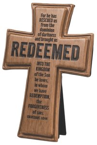 Cross: Wood Look Cast Stone: Redeemed Cross: Wood Look Cast Stone: Redeemed