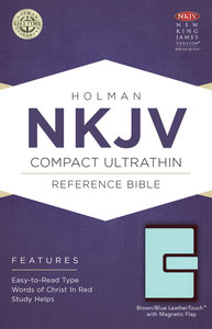 NKJV Compact Ultrathin Reference Bible With Magnetic Flap, Brown/Blue Leathertouch NKJV Compact Ultrathin Reference Bible With Magnetic Flap, Brown/Blue Leathertouch