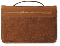 Bible Cover Faith, Hope, and Love Large Brown Bible Cover Faith, Hope, and Love Large Brown