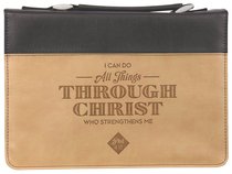 Bible Cover Large: All Things Phil. 4:13 Brown/Tan Bible Cover Large: All Things Phil. 4:13 Brown/Tan