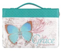 Bible Cover Large: Grace Eph. 2:8 Butterfly Blue/Green Fashion Trendy Luxleather Bible Cover Large: Grace Eph. 2:8 Butterfly Blue/Green Fashion Trendy Luxleather