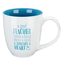 Ceramic Mug: A Good Teacher..... White/Blue Ceramic Mug: A Good Teacher..... White/Blue