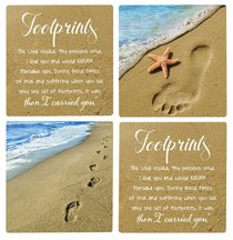 Absorbent Ceramic Coaster Set of 4: Footprints Absorbent Ceramic Coaster Set of 4: Footprints