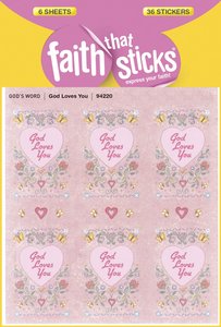 God Loves You, Embossed (6 Sheets, 54 Stickers) (Stickers Faith That Sticks Series) God Loves You, Embossed (6 Sheets, 54 Stickers) (Stickers Faith That Sticks Series)