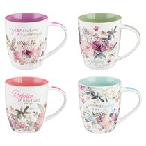 Ceramic Mug: Rejoice Collection Floral, Sold in Set Only! (Set Of 4) Ceramic Mug: Rejoice Collection Floral, Sold in Set Only! (Set Of 4)