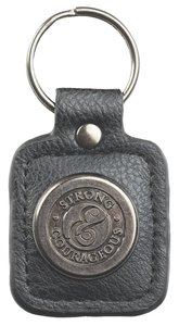 Luxleather Keyring With Charm: Mens Strong & Courageous Luxleather Keyring With Charm: Mens Strong & Courageous