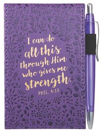 Pocket Notepad With Pen: I Can Do All Things, Phil 4:13 (Purple/floral) Pocket Notepad With Pen: I Can Do All Things, Phil 4:13 (Purple/floral)