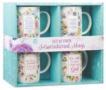 Ceramic Mug: Inspirational Mugs, Floral (Various Scripture Verses) (Set Of 4) Ceramic Mug: Inspirational Mugs, Floral (Various Scripture Verses) (Set Of 4)