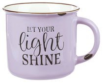 Camp Style Ceramic Mug: Let Your Light Shine, Lavendar/White Camp Style Ceramic Mug: Let Your Light Shine, Lavendar/White