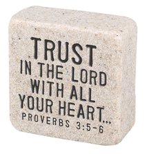 Cast Stone Plaque: Trust Scripture Stone, Cream (Proverbs 3:5-6) Cast Stone Plaque: Trust Scripture Stone, Cream (Proverbs 3:5-6)
