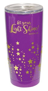 Gold Accent Steel Tumbler: Let Your Light Shine, Purple W/Clear Lid Gold Accent Steel Tumbler: Let Your Light Shine, Purple W/Clear Lid