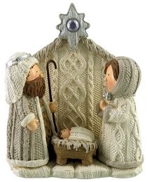 Resin Knitted Finish White/Beige Holy Family: Joseph, Mary & Baby Jesus Resin Knitted Finish White/Beige Holy Family: Joseph, Mary & Baby Jesus