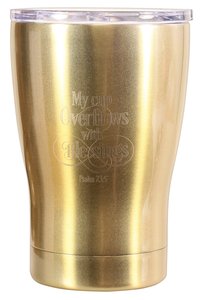 Tumbler Mug Stainless Steel: My Cup Overflows, Metallic Gold Tumbler Mug Stainless Steel: My Cup Overflows, Metallic Gold
