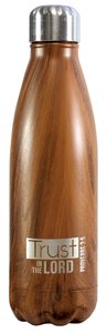 Water Bottle 500ml Stainless Steel: Trust in the Lord, Woodgrain Look Water Bottle 500ml Stainless Steel: Trust in the Lord, Woodgrain Look