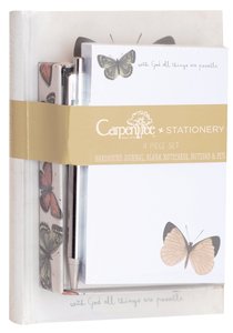4 Piece Stationery Set: Journal, Blank Notecards, Notepad & Pen, All Things Are Possible 4 Piece Stationery Set: Journal, Blank Notecards, Notepad & Pen, All Things Are Possible