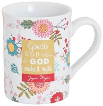 Joyce Meyer Ceramic Mug: Give It to God, Green/White/Yellow Floral Joyce Meyer Ceramic Mug: Give It to God, Green/White/Yellow Floral
