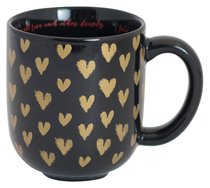 Love Collection Ceramic Mug: Love Each Other, Black/With Gold Hearts Love Collection Ceramic Mug: Love Each Other, Black/With Gold Hearts